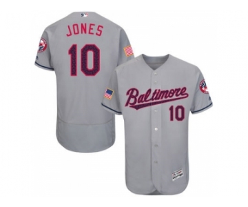 Men's Baltimore Orioles #10 Adam Jones Grey Stitched 2016 Fashion Stars & Stripes Flex Base Baseball Jersey