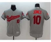 Men's Baltimore Orioles #10 Adam Jones Majestic Gray Fashion Stars & Stripes Flex Base Player Jersey