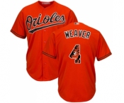 Men's Baltimore Orioles #4 Earl Weaver Authentic Orange Team Logo Fashion Cool Base Baseball Jersey