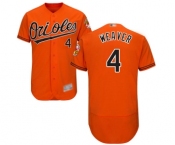 Men's Baltimore Orioles #4 Earl Weaver Orange Alternate Flex Base Authentic Collection Baseball Jersey