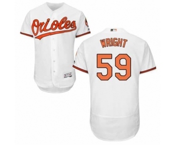 Men's Baltimore Orioles #59 Mike Wright Jr. Authentic White Home Flex Base Jersey