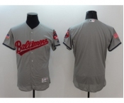 Men's Baltimore Orioles Blank Majestic Gray Fashion Stars & Stripes Flex Base Jersey