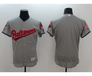 Men's Baltimore Orioles Blank Majestic Gray Fashion Stars & Stripes Flex Base Jersey