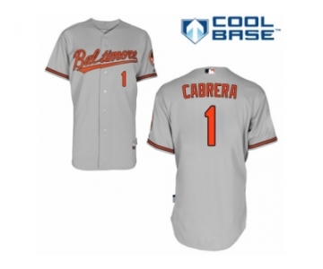 Men's Majestic Baltimore Orioles #1 Everth Cabrera Authentic Grey Road Cool Base MLB Jersey