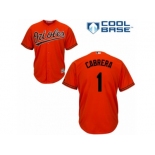 Men's Majestic Baltimore Orioles #1 Everth Cabrera Authentic Orange Alternate Cool Base MLB Jersey