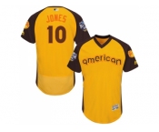 Men's Majestic Baltimore Orioles #10 Adam Jones Yellow 2016 All-Star American League BP Authentic Collection Flex Base MLB Jersey