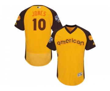 Men's Majestic Baltimore Orioles #10 Adam Jones Yellow 2016 All-Star American League BP Authentic Collection Flex Base MLB Jersey