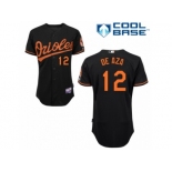 Men's Majestic Baltimore Orioles #12 Alejandro De Aza Replica Black Alternate Cool Base MLB Jersey