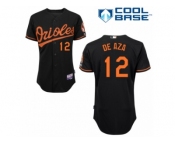 Men's Majestic Baltimore Orioles #12 Alejandro De Aza Replica Black Alternate Cool Base MLB Jersey