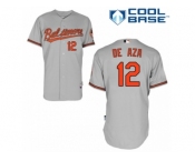 Men's Majestic Baltimore Orioles #12 Alejandro De Aza Replica Grey Road Cool Base MLB Jersey