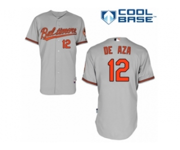 Men's Majestic Baltimore Orioles #12 Alejandro De Aza Replica Grey Road Cool Base MLB Jersey