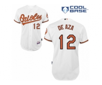 Men's Majestic Baltimore Orioles #12 Alejandro De Aza Replica White Home Cool Base MLB Jersey