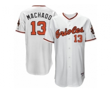 Men's Majestic Baltimore Orioles #13 Manny Machado Replica White 1966 Turn Back The Clock MLB Jersey