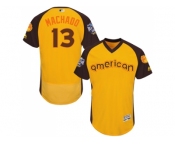 Men's Majestic Baltimore Orioles #13 Manny Machado Yellow 2016 All-Star American League BP Authentic Collection Flex Base MLB Jersey