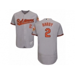 Men's Majestic Baltimore Orioles #2 J.J. Hardy Grey Flexbase Authentic Collection MLB Jersey