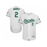 Men's Majestic Baltimore Orioles #2 J.J. Hardy White Celtic Flexbase Authentic Collection MLB Jersey