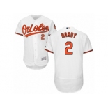 Men's Majestic Baltimore Orioles #2 J.J. Hardy White Flexbase Authentic Collection MLB Jersey