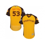 Men's Majestic Baltimore Orioles #53 Zach Britton Yellow 2016 All-Star American League BP Authentic Collection Flex Base MLB Jersey