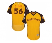 Men's Majestic Baltimore Orioles #56 Darren O'Day Yellow 2016 All-Star American League BP Authentic Collection Flex Base MLB Jersey