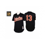 Men's Mitchell and Ness Baltimore Orioles #13 Manny Machado Replica Black Throwback MLB Jersey