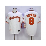 Mitchell And Ness 1989 Baltimore Orioles #8 Cal Ripken White Throwback Stitched MLB Jersey