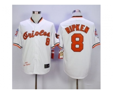 Mitchell And Ness 1989 Baltimore Orioles #8 Cal Ripken White Throwback Stitched MLB Jersey