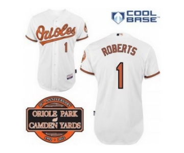 mlb jerseys baltimore orioles #1 roberts white cool base[20th anniversary patch]