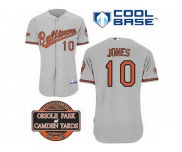 mlb jerseys baltimore orioles #10 jones grey cool base[20th anniversary patch]