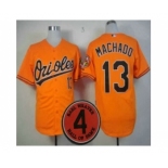 mlb jerseys baltimore orioles #13 machado orange[4 hall of fame patch]