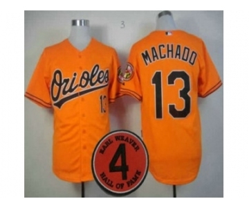 mlb jerseys baltimore orioles #13 machado orange[4 hall of fame patch]