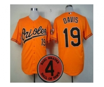 mlb jerseys baltimore orioles #19 davis orange[4 hall of fame patch]