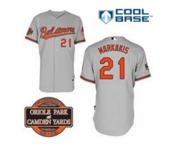 mlb jerseys baltimore orioles #21 markakis grey cool base[20th anniversary patch]