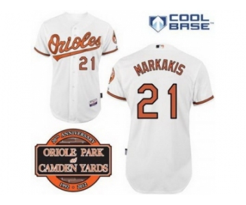 mlb jerseys baltimore orioles #21 markakis white cool base[20th anniversary patch]