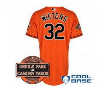 mlb jerseys baltimore orioles #32 wieters orange cool base[20th anniversary patch]