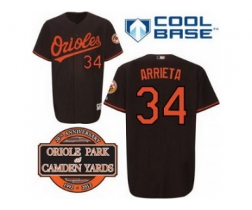 mlb jerseys baltimore orioles #34 arrieta black cool base[20th anniversary patch]