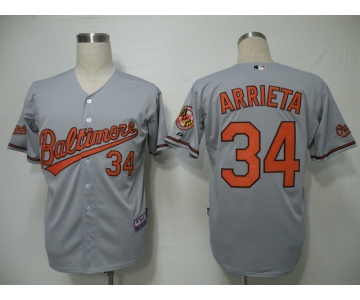 mlb jerseys baltimore orioles #34 arrieta grey (cool base)