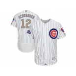 Chicago Cubs #12 Kyle Schwarber White 2017 Gold Program Flexbase Stitched MLB Jersey