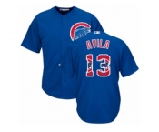 Chicago Cubs #13 Alex Avila Authentic Royal Blue Team Logo Fashion Cool Base MLB Jersey