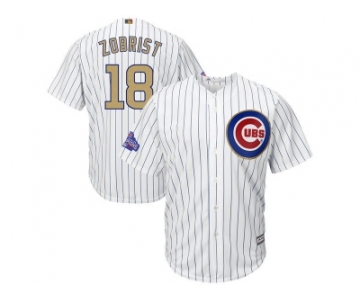 Chicago Cubs #18 Ben Zobrist White 2017 Gold Program Cool Base Stitched MLB Jersey