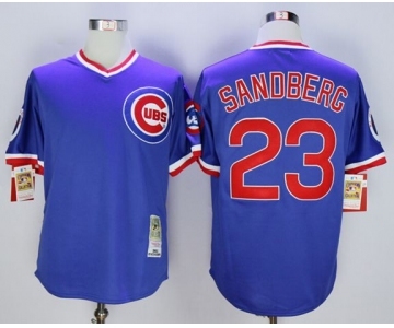 Chicago Cubs #23 Ryne Sandberg Blue Cooperstown Stitched MLB Jersey