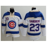 Chicago Cubs #23 Ryne Sandberg White Sawyer Hooded Sweatshirt Baseball Hoodie