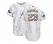 Chicago Cubs #23 Ryne Sandberg White(Blue Strip) Flexbase Authentic 2017 Gold Program Stitched MLB Jersey