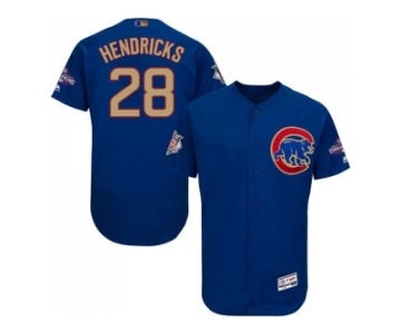 Chicago Cubs #28 Kyle Hendricks Blue Flexbase Authentic 2017 Gold Program Stitched MLB Jersey