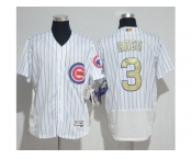 Chicago Cubs #3 David Ross White(Blue Strip) Flexbase Authentic 2017 Gold Program Stitched MLB Jersey