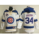 Chicago Cubs #34 Jon Lester White Sawyer Hooded Sweatshirt Baseball Hoodie