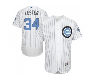 Chicago Cubs #34 Jon Lester White(Blue Strip) Flexbase Authentic Collection 2016 Father's Day Stitched Baseball Jersey