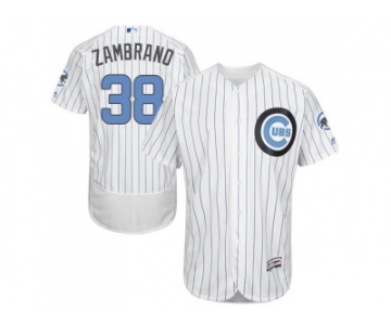 Chicago Cubs #38 Carlos Zambrano White(Blue Strip) Flexbase Authentic Collection 2016 Father's Day Stitched Baseball Jersey