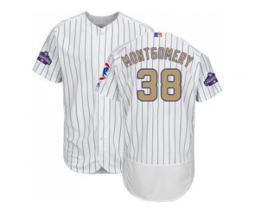 Chicago Cubs #38 Mike Montgomery White(Blue Strip) Flexbase Authentic 2017 Gold Program Stitched MLB Jersey