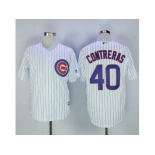 Chicago Cubs #40 Willson Contreras White Strip New Cool Base Stitched MLB Jersey