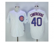 Chicago Cubs #40 Willson Contreras White Strip New Cool Base Stitched MLB Jersey